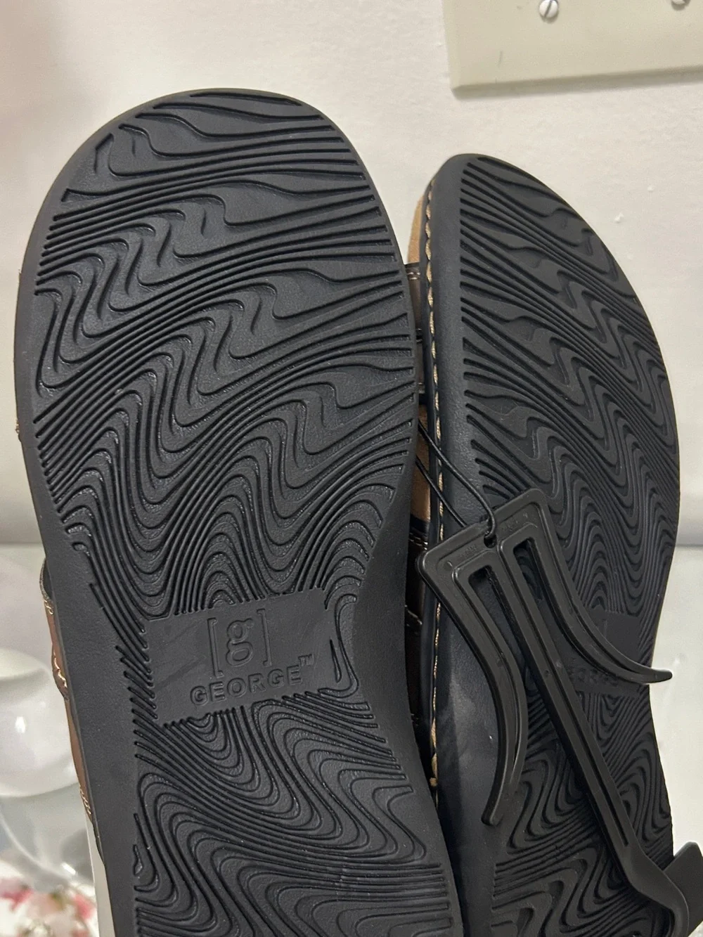 George Men’s Brown Comfort Slide Sandals Size 11 Cushioned NWT